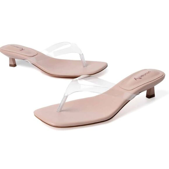 Vivianly Shoes - Women's Kitten Heel Sandals Backless Slippers Stiletto Heel Pinch toe Slides